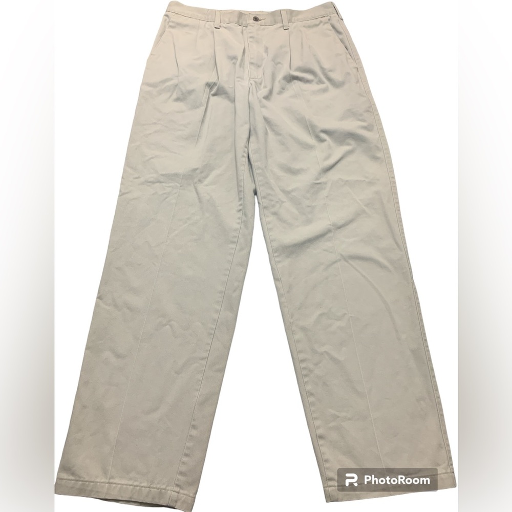 Lee Performance Khaki Business Casual Cotton Pleated Relaxed Fit Pants W38
